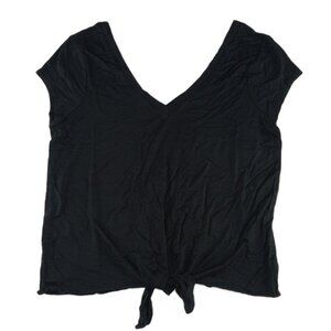 Chaser Tie Front Double V-Neck Tee T-Shirt Women's Size Small Black